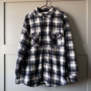 Freedom Foundry Shirt Jacket Men XXL Blue Plaid Sherpa Lined Button Up Fleece